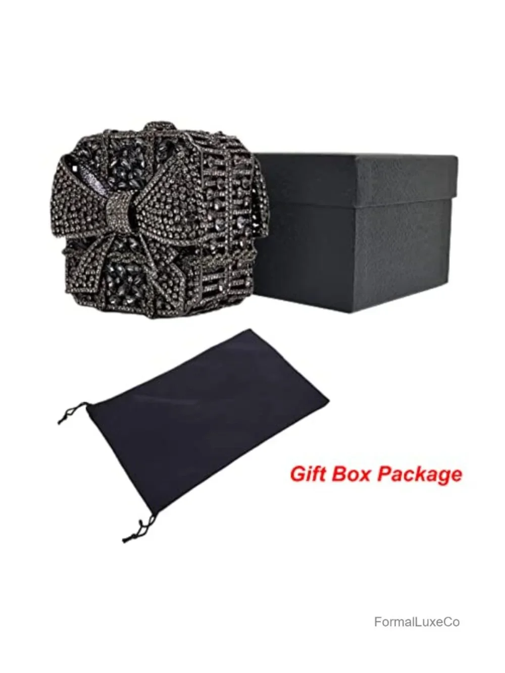 Crystal Rhinestone Box Clutch Evening Bag with Chain Glitter Handbag